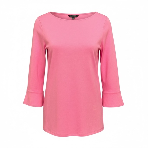 Ralph Lauren Tops - Lauren Ralph Lauren Pink Boatneck Top 3/4 Sleeves & Flounced Cuffs Women’s 2X